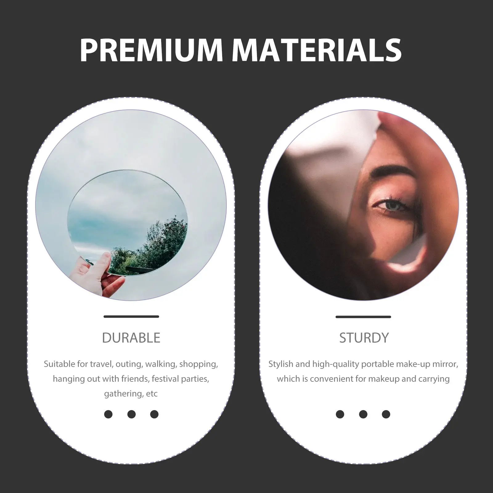 

Foldable Makeup Mirror Premium Material Chic Design for Travel Outdoor Vanity Modern Portable Lightweight Fashion