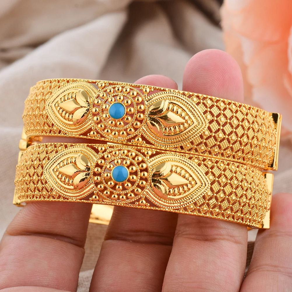 1 Stück 24K Goldfarbene Armreifen Arabische Äthiopische Nigerianische Bankett-Hochzeits-Armbänder Party-Choker Kupferschmuck Geschenke – Detail 8