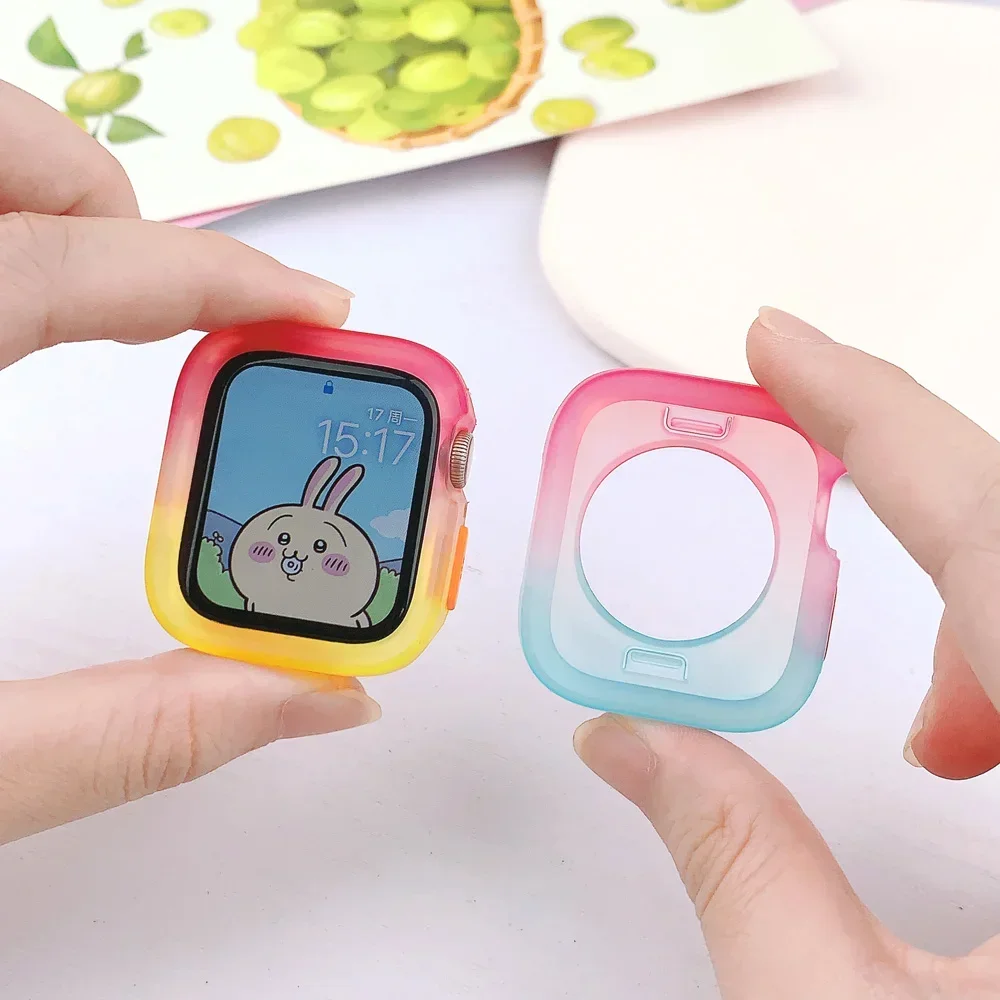 Jelly Silicone Case for Apple Watch 45mm 44MM 41MM 40MM TPU Cover Protection Bumper Shell For iWatch Series 9 8 7 6 SE 5 4 case