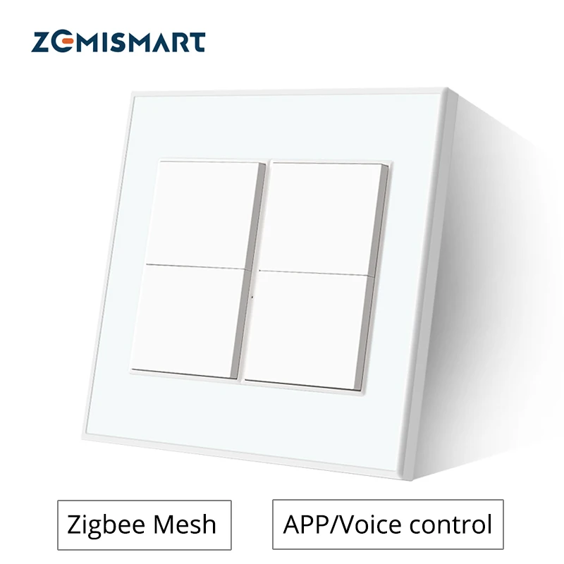 Zemismart Tuya Zigbee 스마트 월 라이트 스위치 중립 옵션 푸시 버튼 1 2 3 갱단 인터럽터 Alexa Google 홈 110V 220V