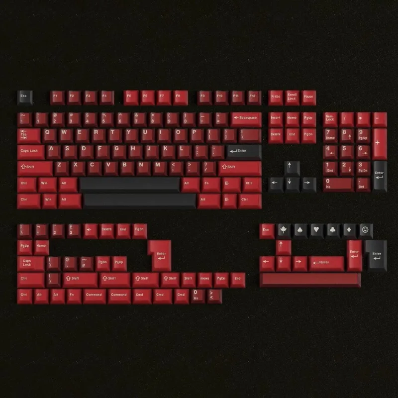 Red Theme Keycaps Set Cherry Profile ABS+PBT 164keys Custom Original Handmade Keycaps for Mechanical Keyboard Gift Accessories