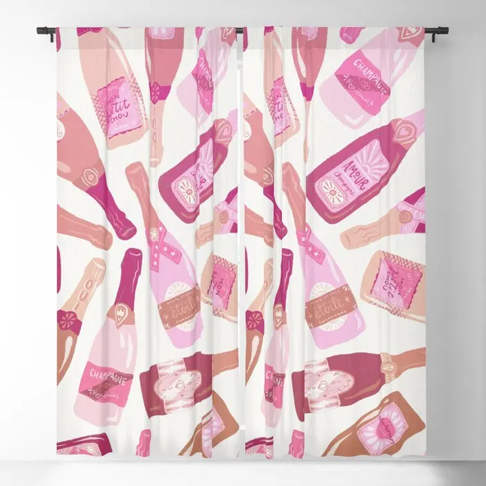 French Champagne Collection – Pink Blackout Curtains 3D Print Window Curtains For Bedroom Living Room Decor Window Treatments