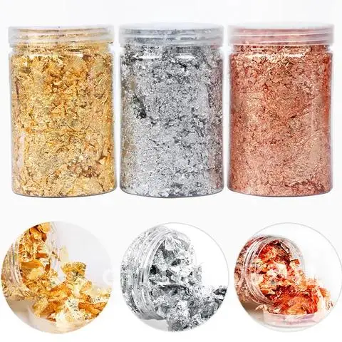 Gold Leaf Flakes Sequins Glitters Confetti 3/4/5/10g Shiny for Painting Arts Nail Art Foil Decorative Paper Resin Mold Fillings