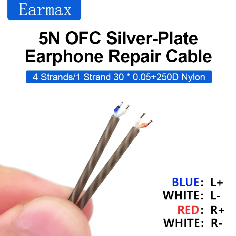 For  Audio Technica Sennheiser SONY Earphone Repair Cable Silver Plated in Ear Earplugs DIY Replacement Cable
