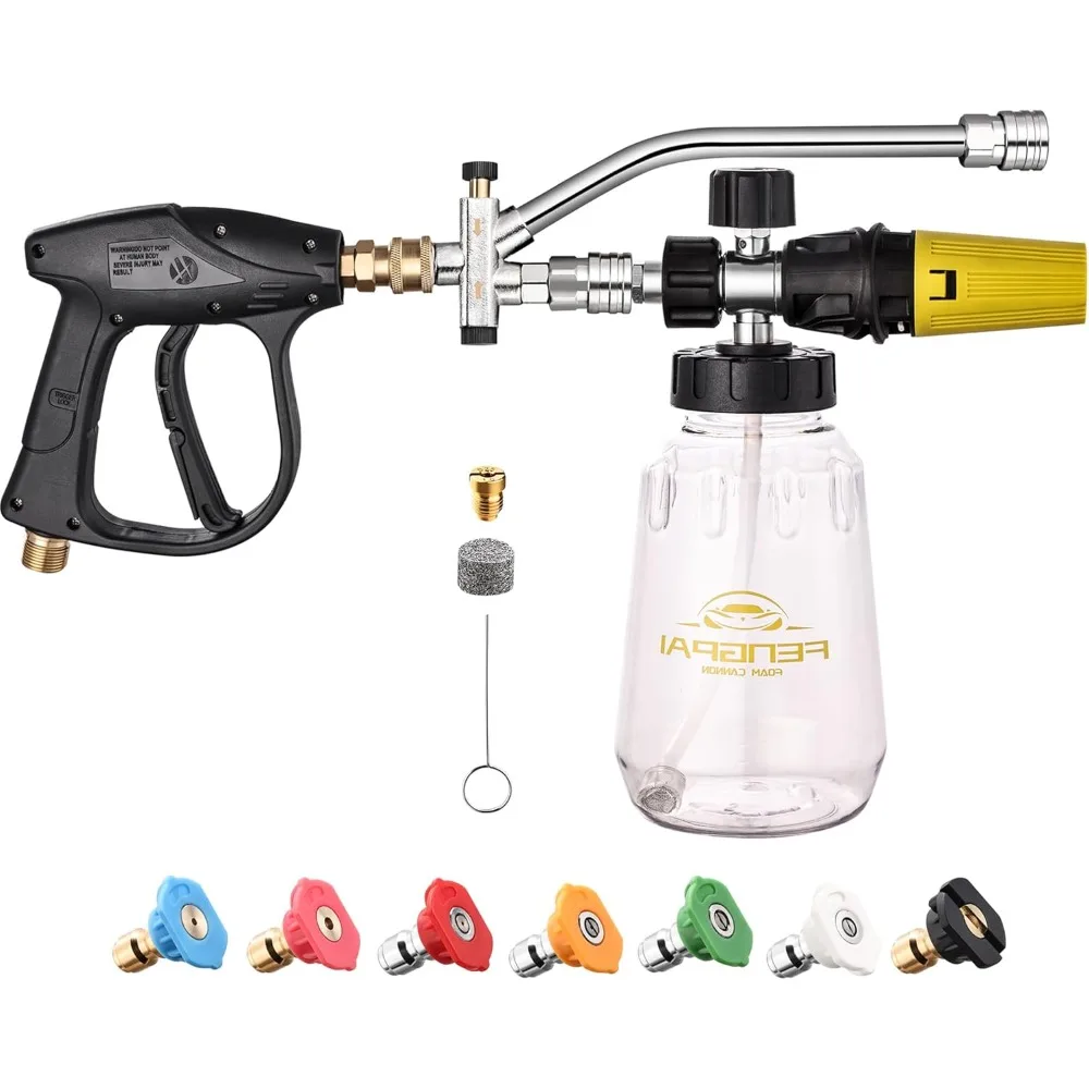 

FENG PAI Комплект пистолета для пены для мойки высокого давления с аксессуарами с двумя разъемами, пистолет для пены для мойки автомобилей и чистки автомобиля, 1/4