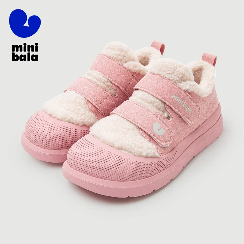 

Флисовые хлопковые сапоги Mini Bala для мальчиков и девочек, зимняя противоскользящая противоударная детская обувь 2025 года с флисом ягненка