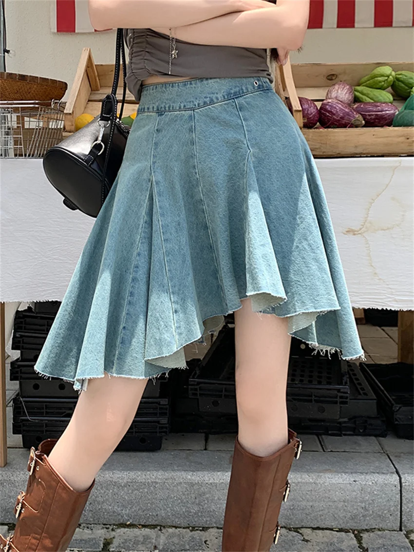 

Alien Kitty 2023 Autumn Jeans Skirts Women Chic Irregular Slim A-Line Casual All Match Daily Denim Office Lady High Street