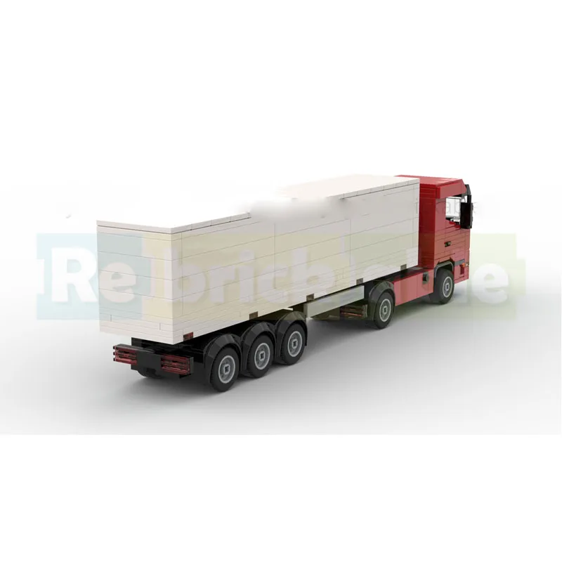 moc-240824-classic-new-cargo-container-semi-trailer-truck-building-block-model-456-parts-•-birthday-toy-gift-for-boys-children