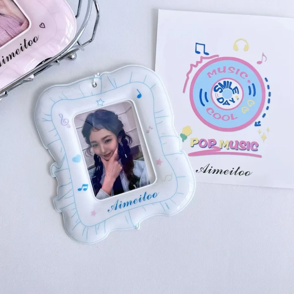لطيف 3 بوصة المعبود Photocard حامل صورة عرض Kpop صور بطاقة حالة PVC مع حامل بطاقة سلسلة #1