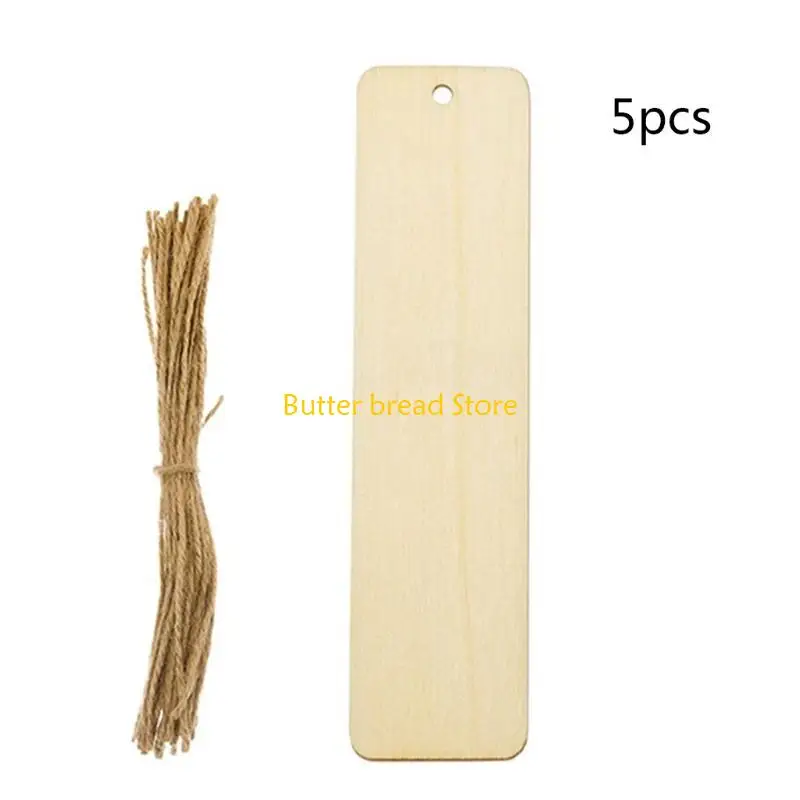 W89C DIY Wooden Craft Rectangle Blank Ornaments