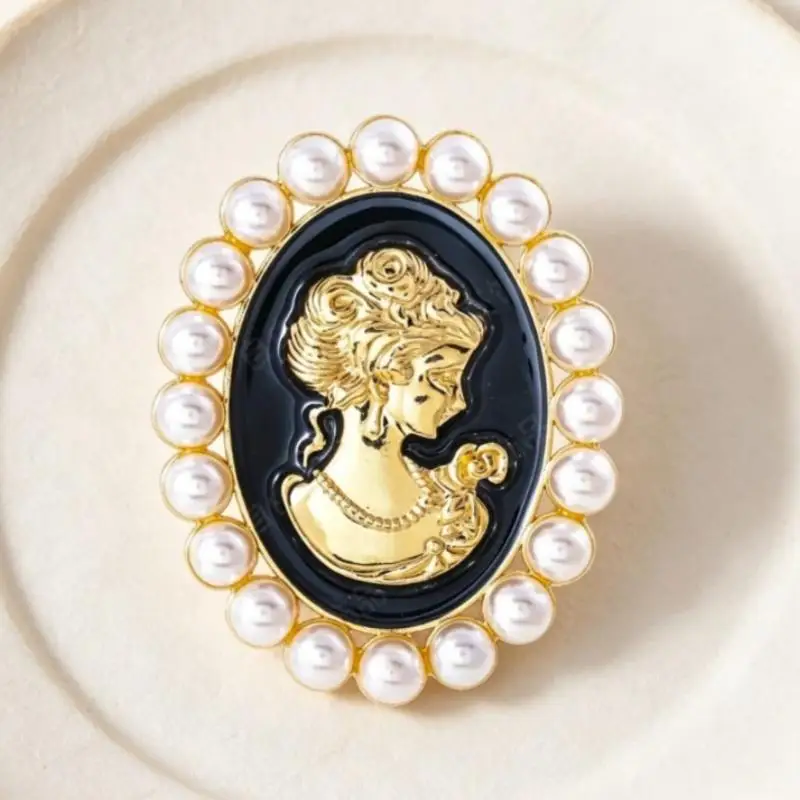 Vintage-Brosche mit Imitationsperlen, vergoldet, viktorianischer Damen-Relief-Reversnadel, Damen-Bankettschmuck, Ersatzteile – Detail 7