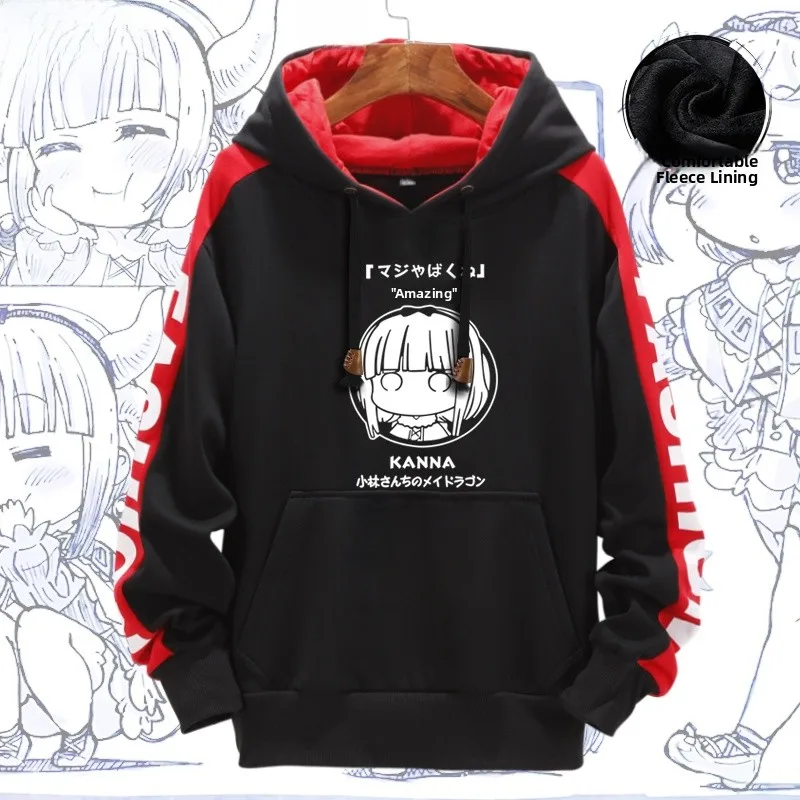 

Kobayashi's Dragon Maid Anime Hoodie Unisex Fleece Jacket Youth Fashion Winter Warm Polyester Cotton Spandex Side Pocket