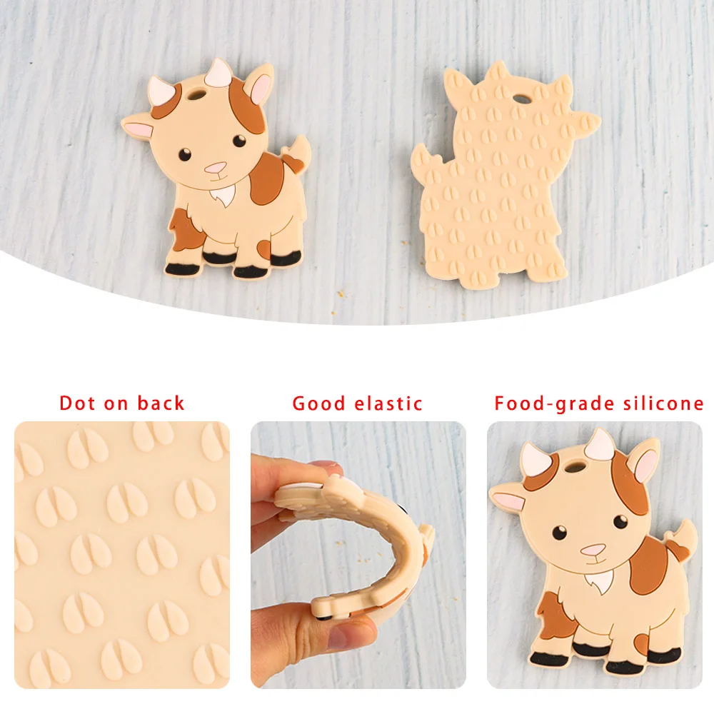 1-10Pcs New Goat Giraffe Seahorse Silicone Beads For Jewelry Making Animal Baby Silicone Teether DIY Pacifier Chain Accessories