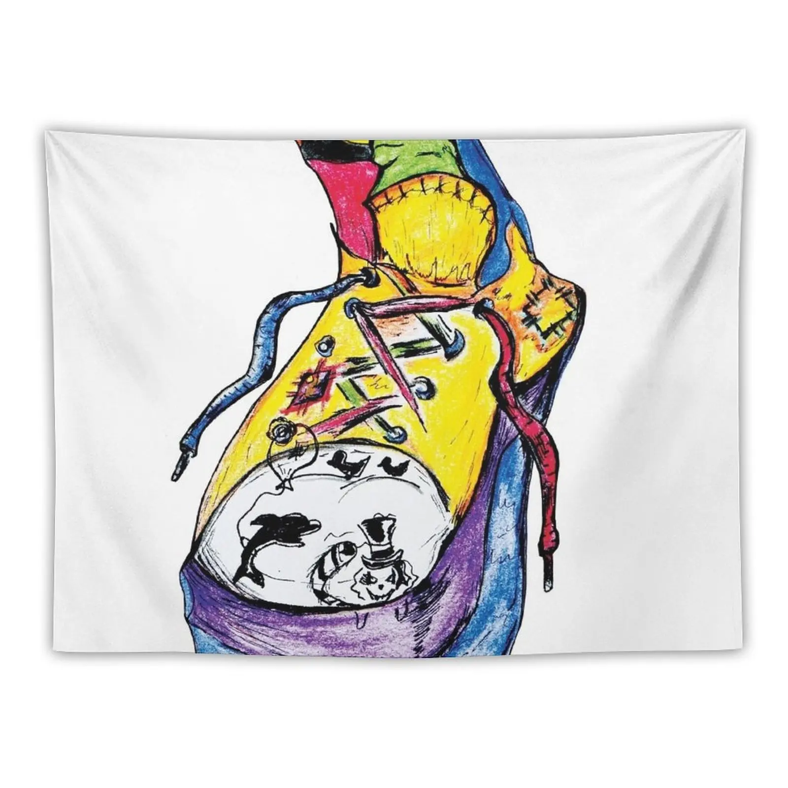 New Mad sneakers drawing Tapestry Room Aesthetic Cute Tapestry Aesthetics For Room Art Mural