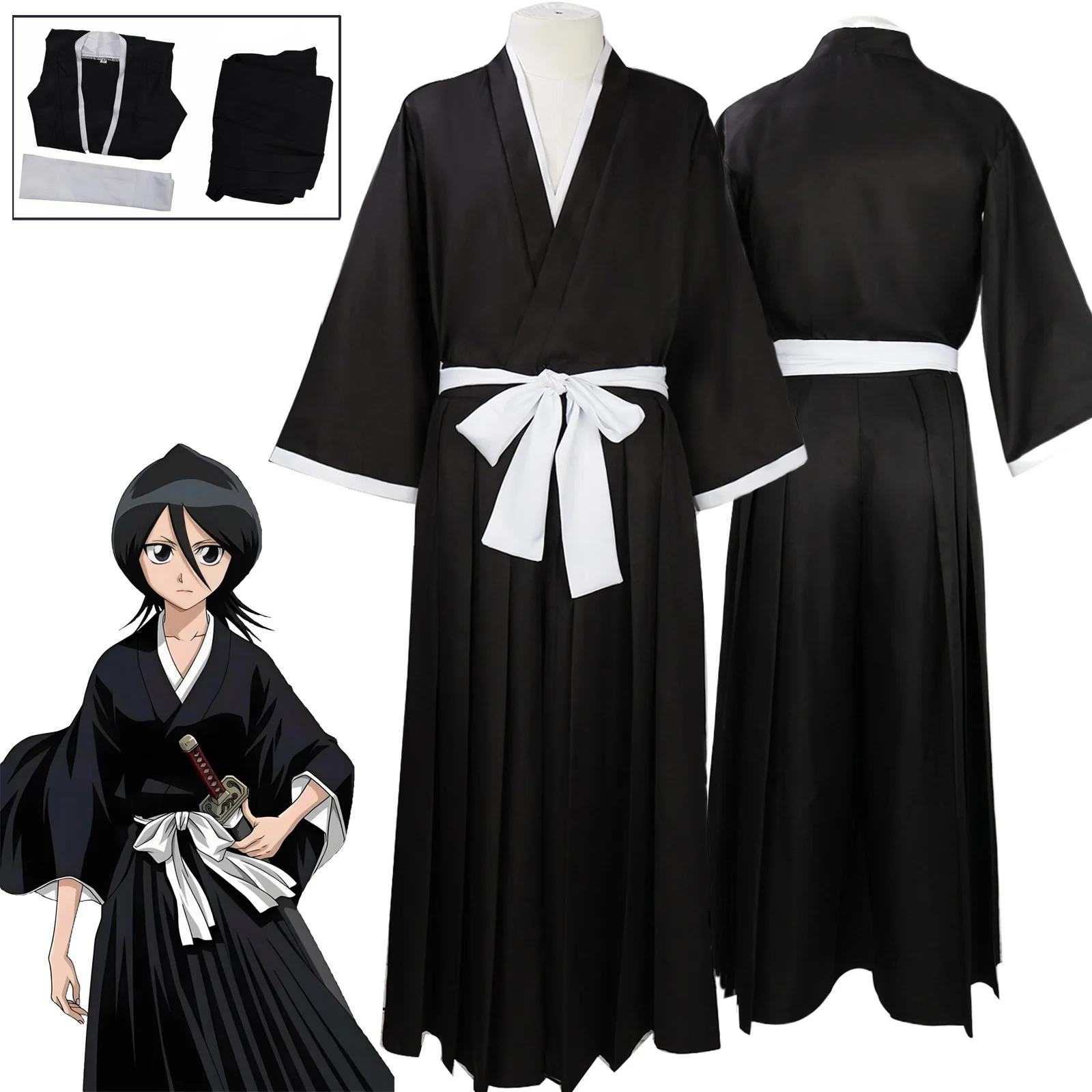 Anime Bleach Cosplay Costume Kuchiki Rukiakimono Suits Die Pa Soul Society Cos Unixex Cos Outifts For Halloween Dress Up Party