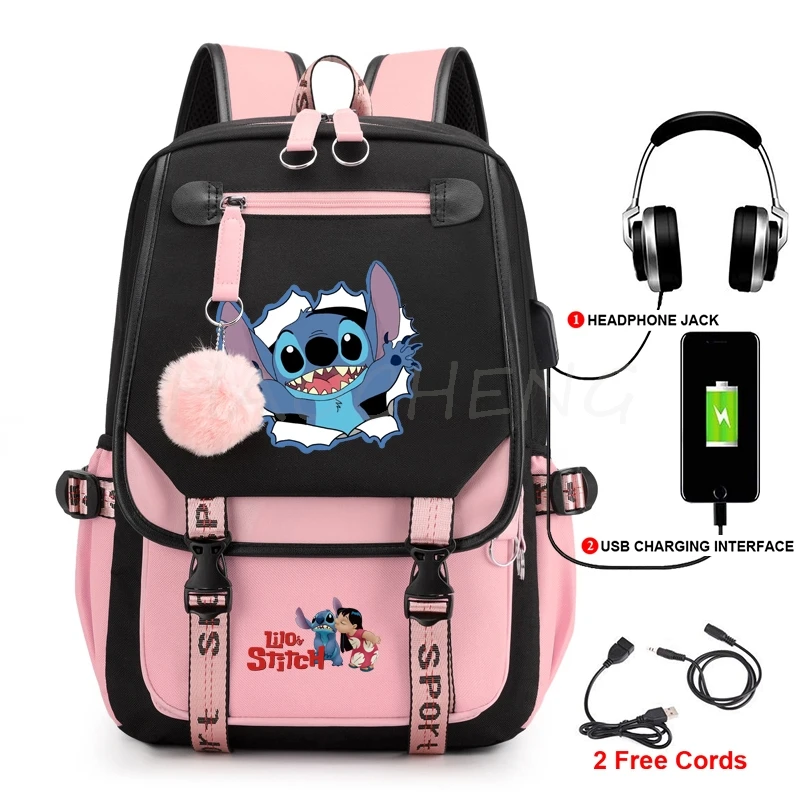 

Lilo Stitch Backpack for Girls Anime School Bag for Teenager Student Canvas Laptop Back Pack Women Rucksack Anime Backpack