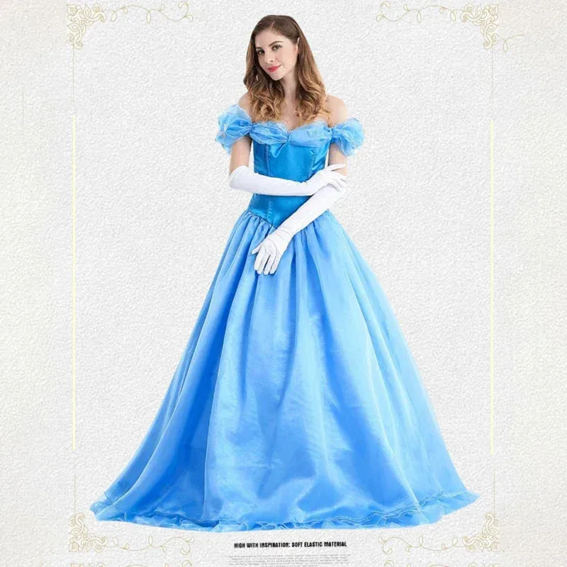 

High-quality cosplay costume of Cinderella in a blue ball gown for anime, suitable for Halloween and Christmas parties