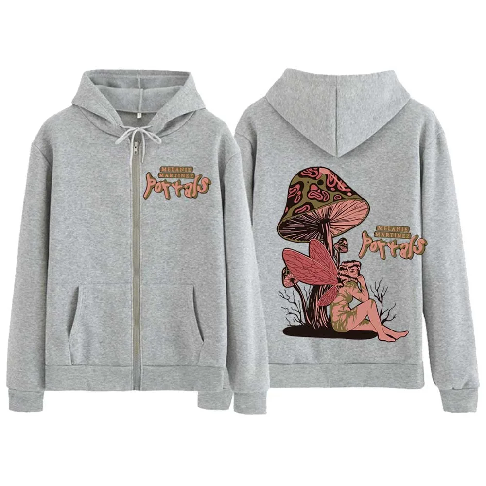 Melanie Martinez Portals Tour 2023 Mushroom Hoodie Long Sleeve Coat Zipper Graphic Men Women Sweatshirt Y2K Clothes Autumn