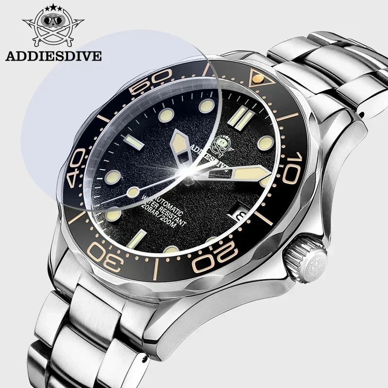 ADDIESDIVE AD2106 Men's Luxury Watch Sapphire Crystal C3 Super Luminous 200M Waterproof NH35 Automatic Mechanical Wristwatch