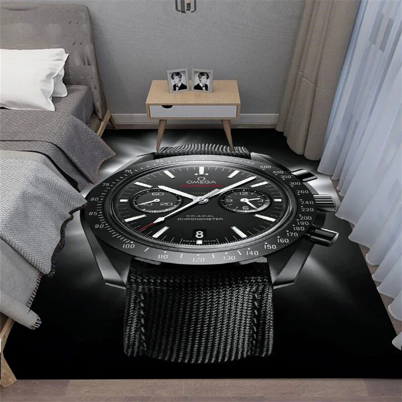 Multi-functional O-OMEGA Dial Crown Watch Pointer Pattern Living Room Bedroom Sofa Decoration Carpet Floor Mat Rugs