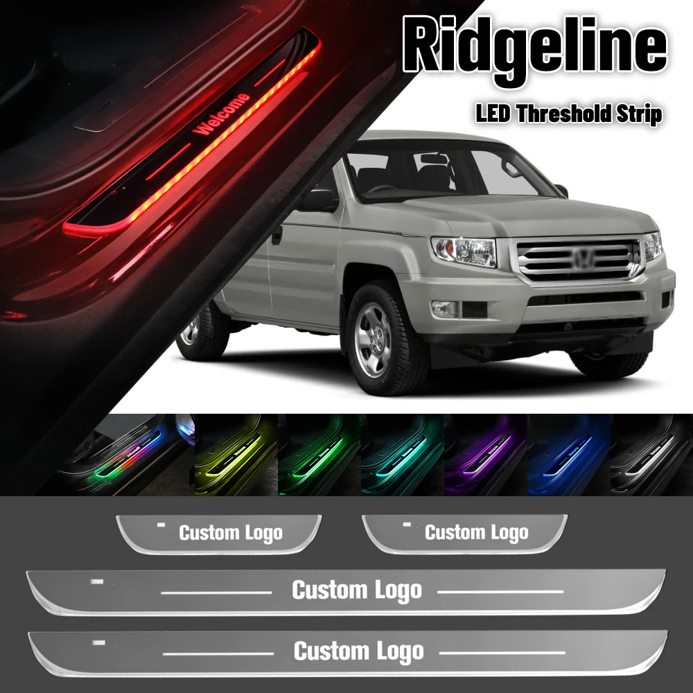 Lumière LED de seuil de porte de voiture avec logo personnalisé, accessoires de lampe de pédale, seuil de bienvenue, Honda Ridgeline 2006-2022, 2017, 2018, 2020