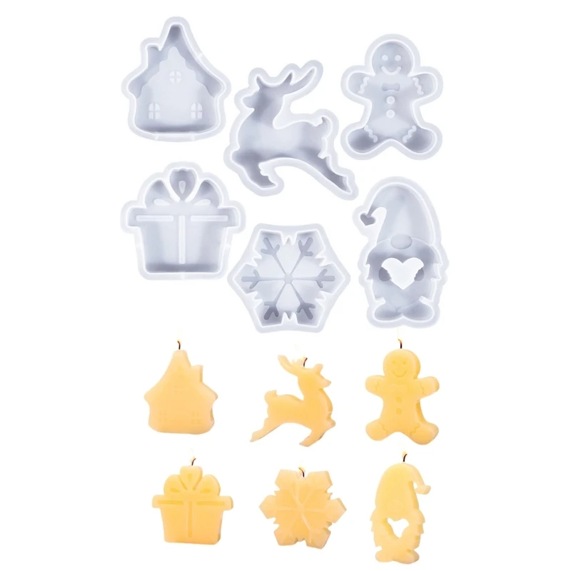 

6x House Mould Ornament Molds Christmas Series Plaster Silicone Molds