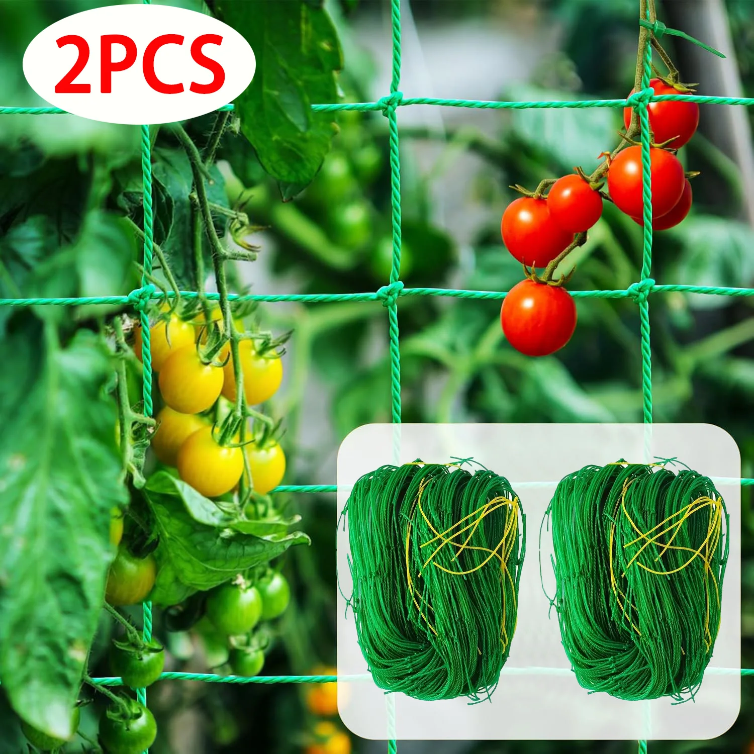 2 Stück Spaliernetz für Kletterpflanzen, robustes Gartenspaliernetz für Gurkenreben, Obst und Gemüse, Tomatenpflanzen