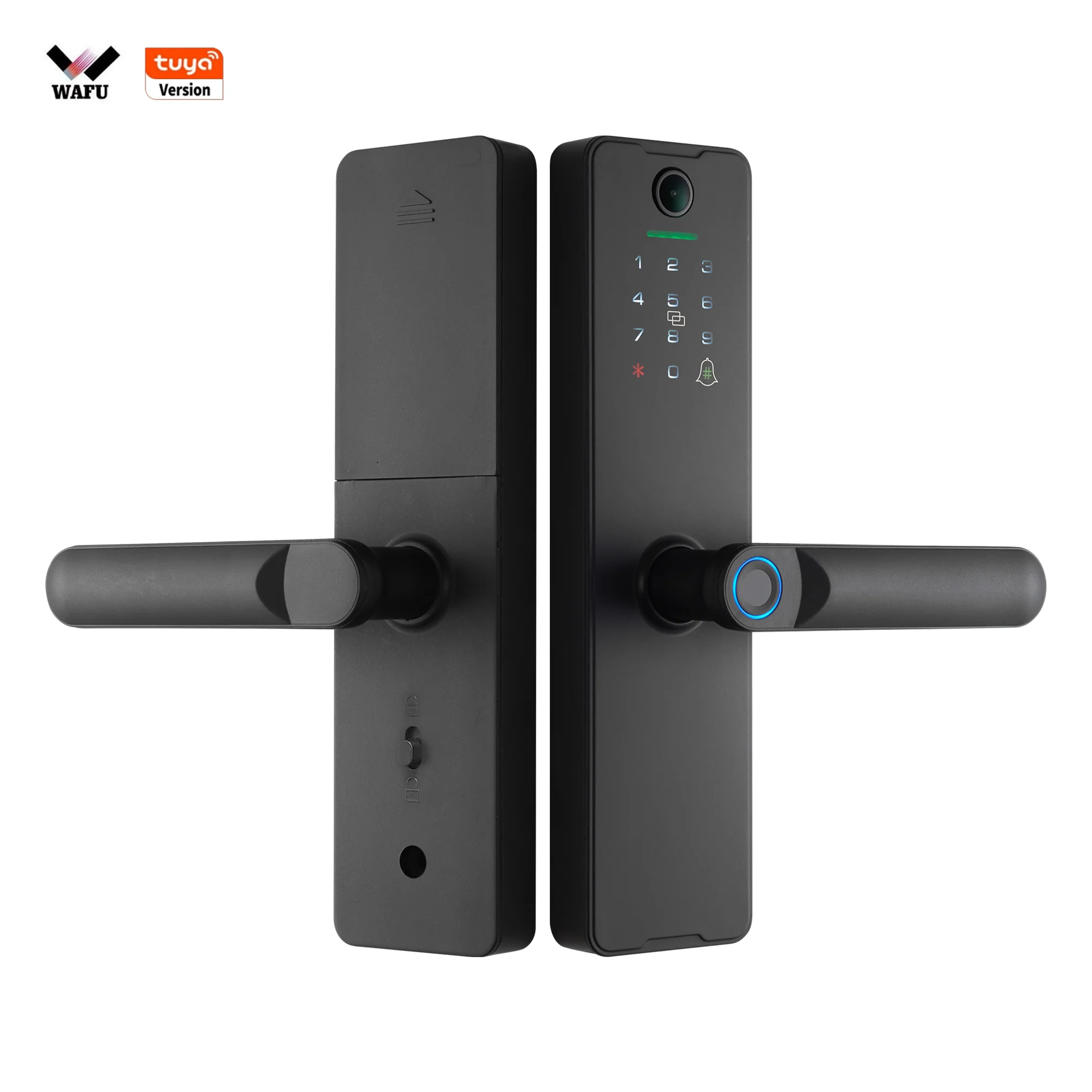 

Tuya Wifi Smart Digital Electronic Door Lock Wafu X8 With Cat Eye Camera Fingerprint Remote Unlocking Keyless Card Password Lock