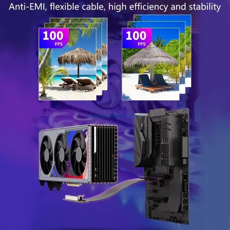 Reliable PCIe4.0 x16 Risers Cable for Secures Fit Graphics Card Wire 90°Angle