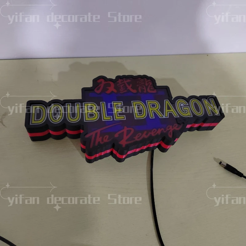 Imagem -02 - Custom Double Dragon ii The Revenge Logo Led Nightlight 3d Print Desktop Lightbox Wall Decor Melhor Presente para Crianças Sinais Rgb