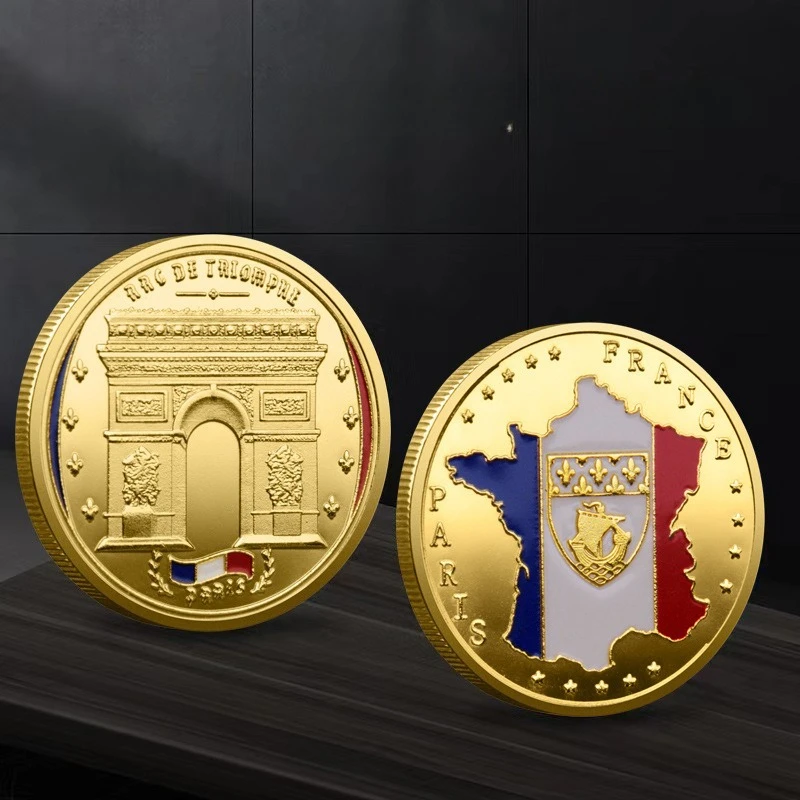 برج إيفل كاتدرائية نوتردام الفرنسية المطلية بالذهب تذكارية للعملة التذكارية #4