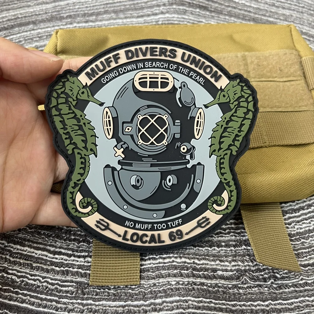 Muff Divers Union PVC Patch Backpack Hook&Loop Patches for Clothes Tactical Stickers NO MUFF TOO TUFF Morale Badges