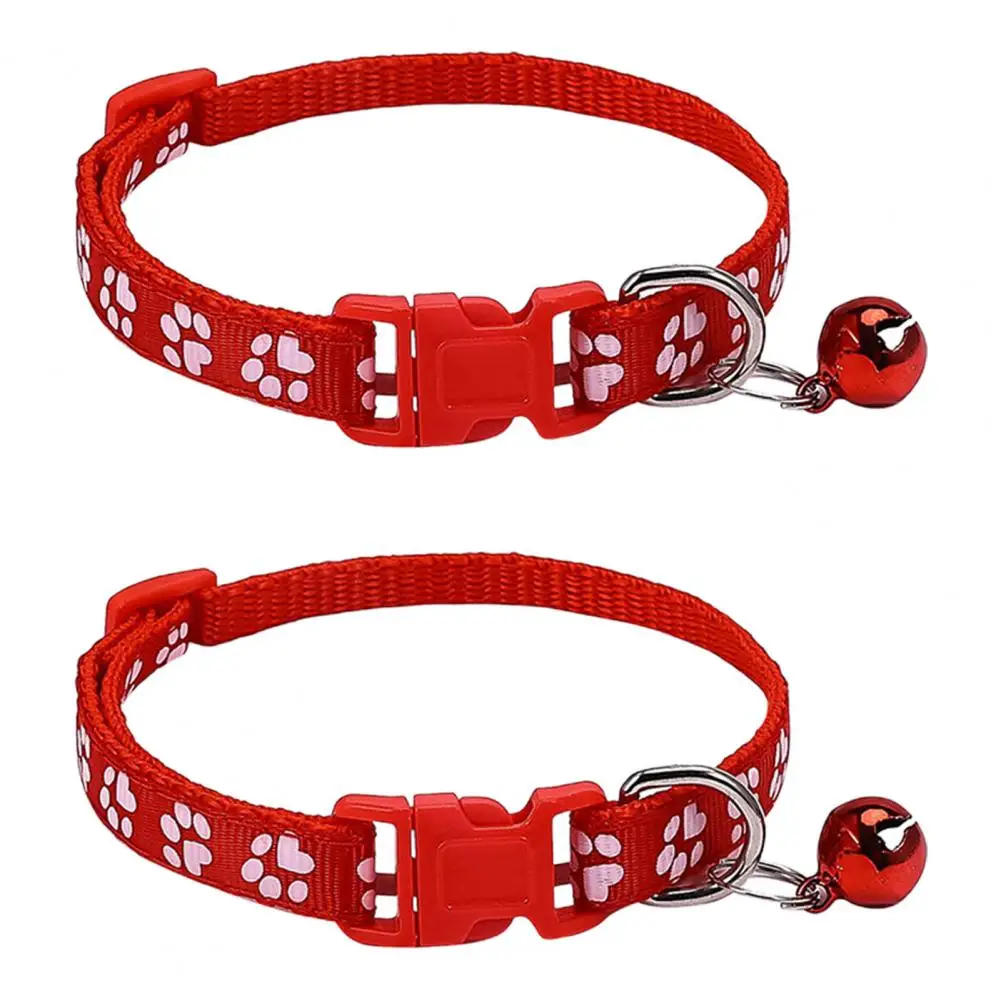 Stylish Dog Collar Soft Adjustable Bright Color Paw Pattern Pet Cat Dog Neck Strap  Pet Neck Circle Decorative