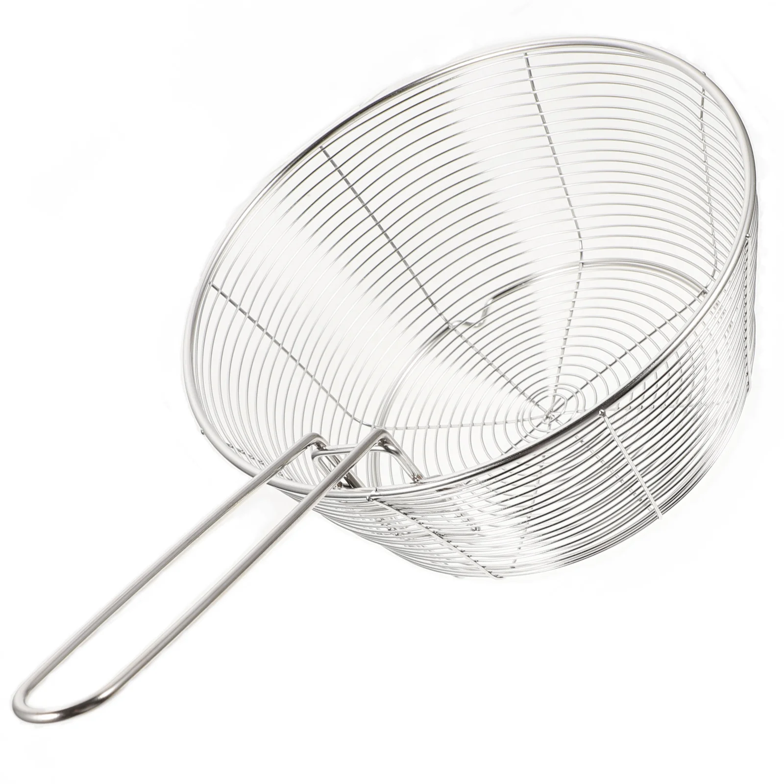 

Stainless Steel Frying Basket Deep Fryer Baskets for Chips Potato Round Metal with Handles Fine Mesh