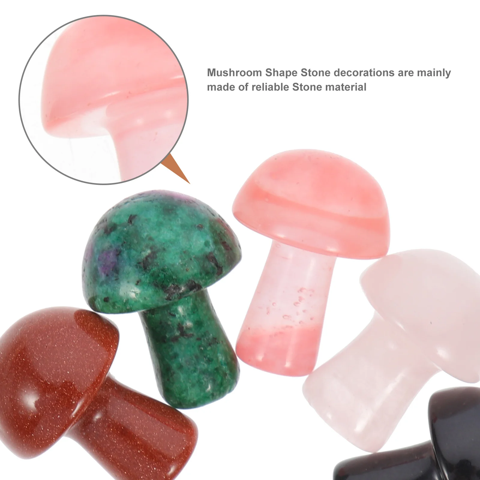 

5Pcs Mushroom Shape Stone Adornments Durable Mini Rustic Stone Decor for Micro Landscape Garden Outdoor Decoration