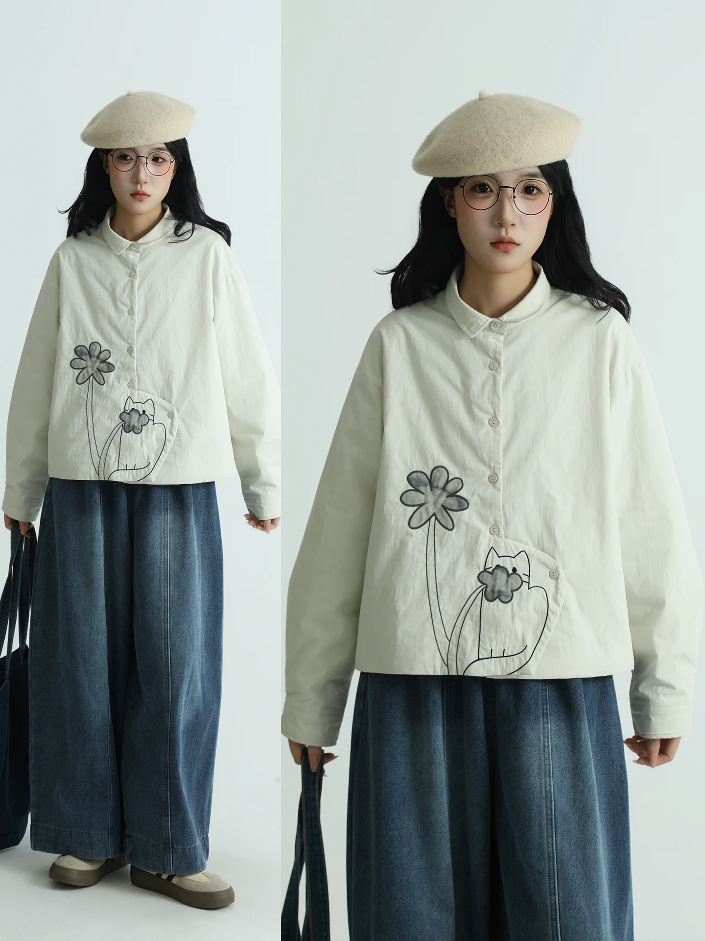 

Хлопковая фланелевая рубашка-куртка Boeren для женщин, новая зимняя модель с художественным детским принтом, универсальный топ с эффектом омоложения, теплая и стильная.