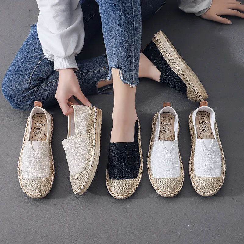 Casual Woman Shoe Espadrilles Platform Round Toe All-Match Modis Shallow Mouth Slip-on Summer 2024 New Slip On Canvas Fisherman