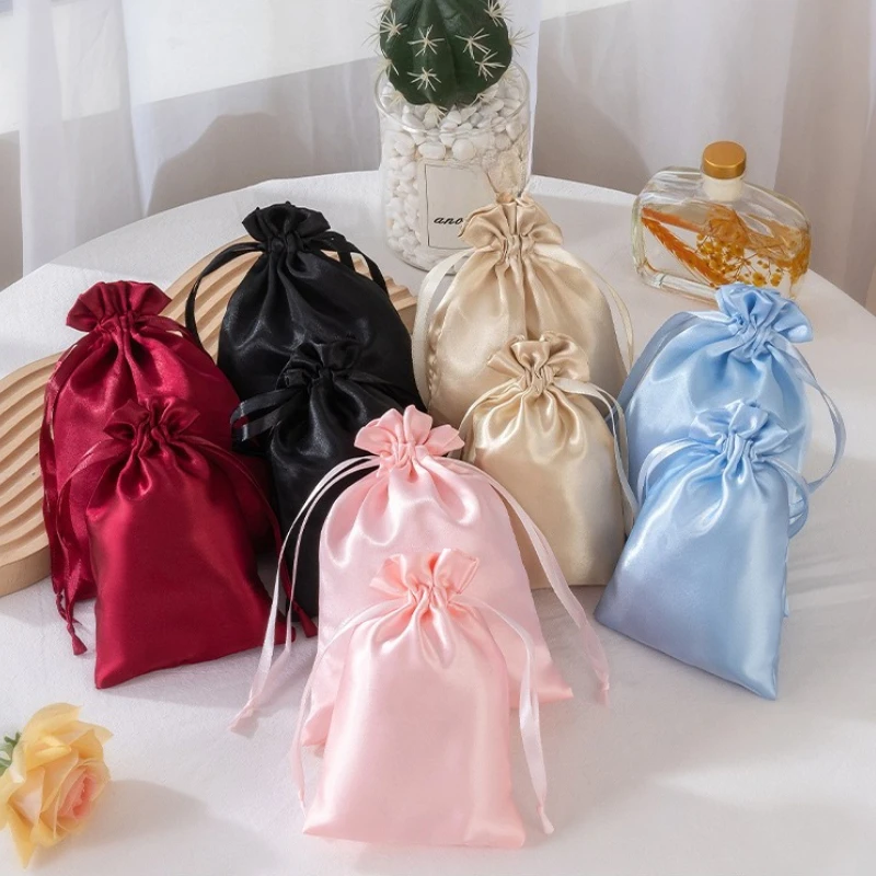 Solid Color Drawstring Cosmetic Bags Christmas Gift Package Storage Bag Travel Cosmetic Lipstick Jewelry Makeup Organizer Pouch