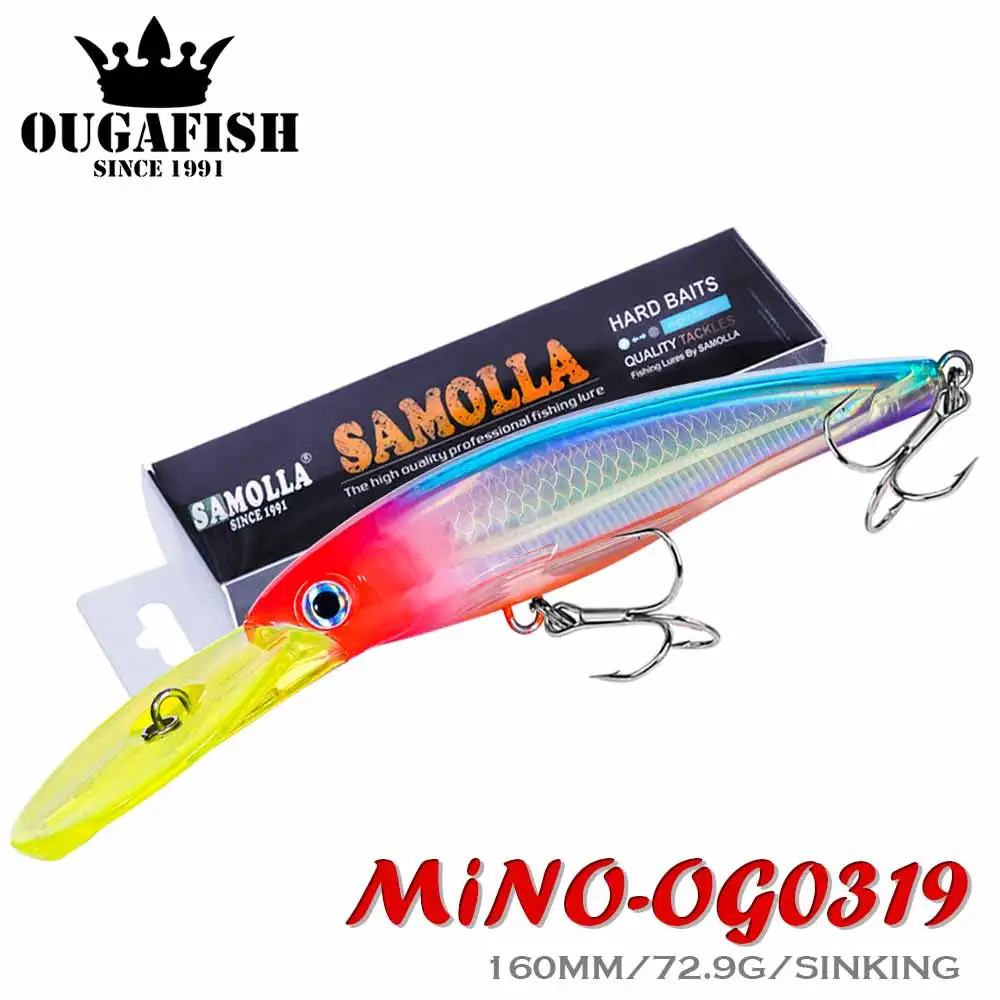 

1pcs Big Large Slow Sinking Minnow 160mm 72.9g Saltwater Ocean Sea Boat Trolling Fishing Hard Bait Wobblers Artificial Lure Tool