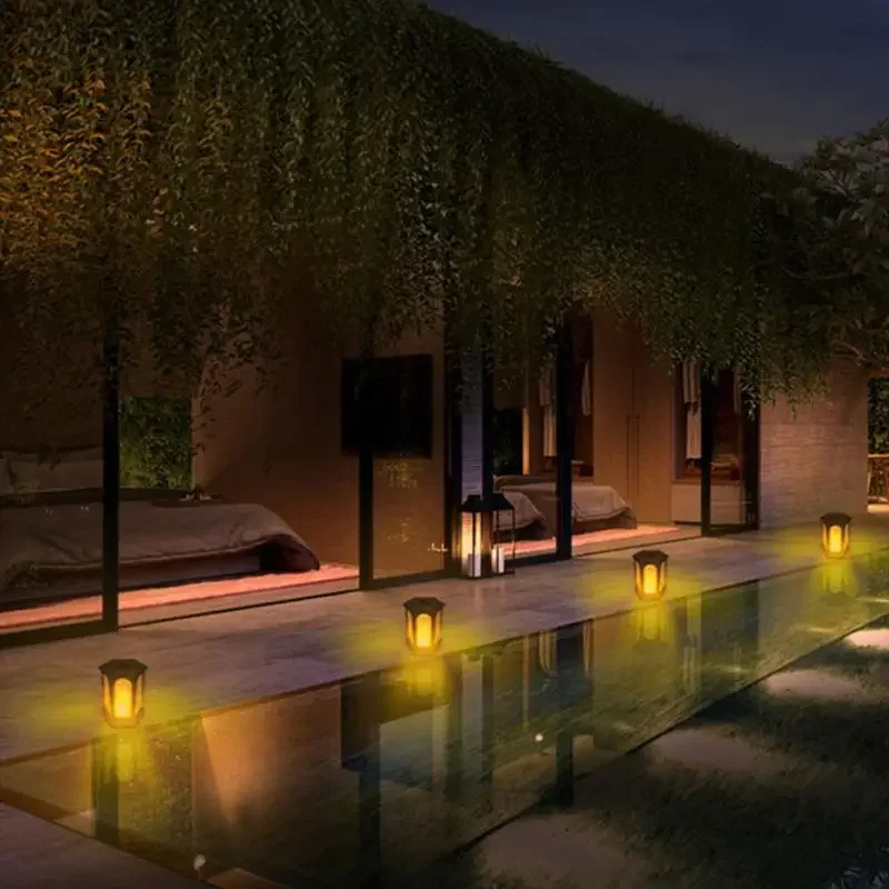 تعمل بالطاقة الشمسية المشهد مقاوم للماء حديقة توفير الطاقة في الهواء الطلق مصباح سداسية Led زينة الحفلات لهب ضوء انخفاض الشحن #3