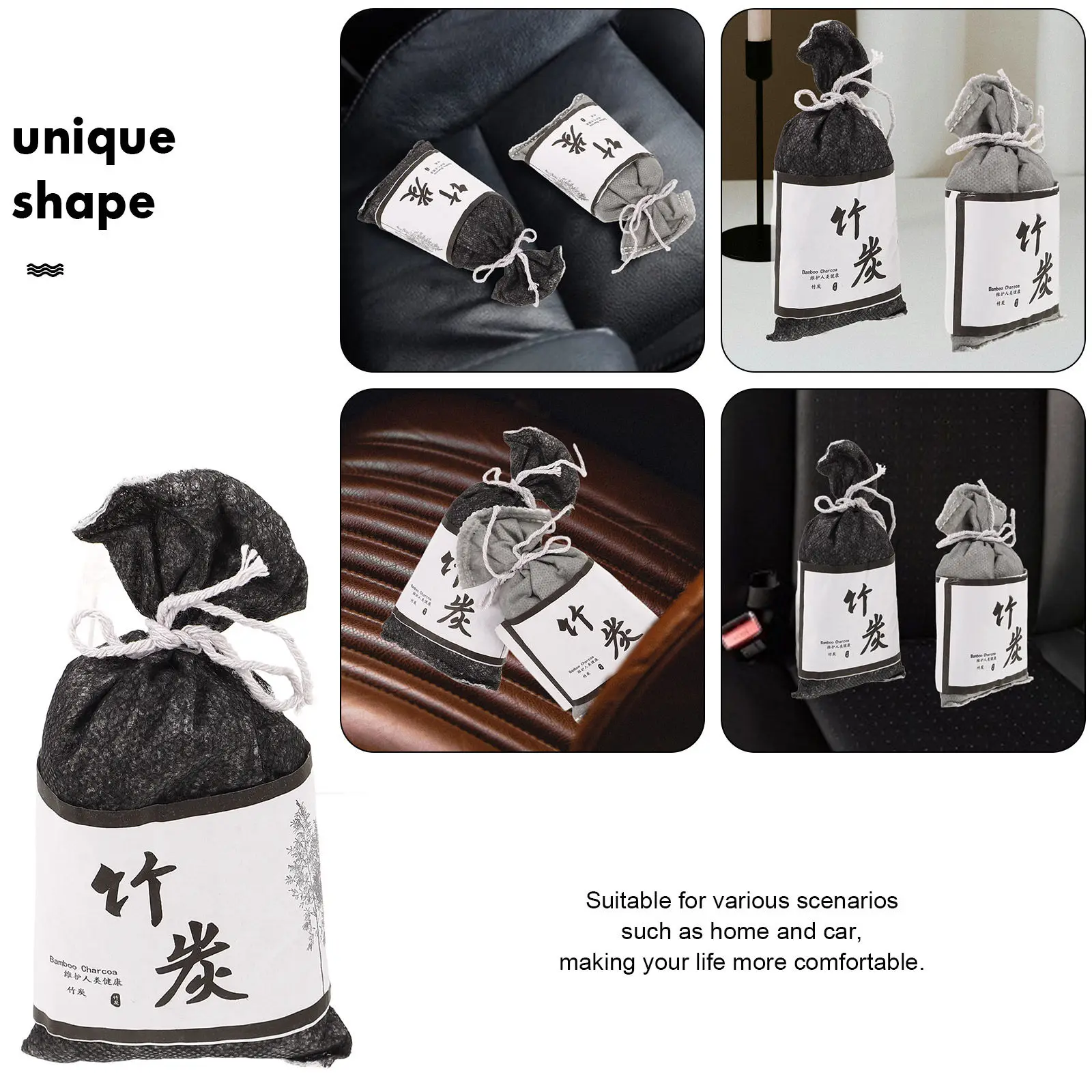 4Pcs Activated Charcoal Odor Absorber Bags Bamboo Charcoal Air Freshener for Closet Car Room Deodorizer Moisture Absorbers view 6