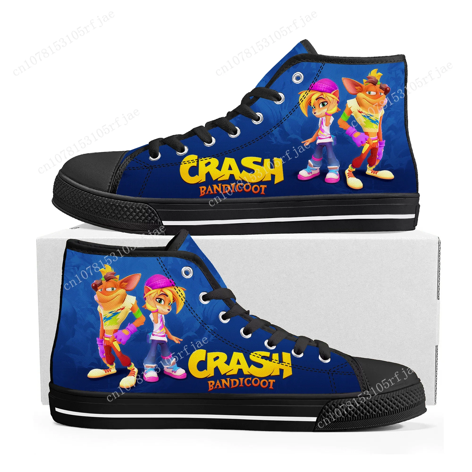 Crash Bandicoot wysokie trampki gra animowana mężczyźni kobiety nastolatek wysokiej jakości płótno Sneaker moda na zamówienie buty dla par