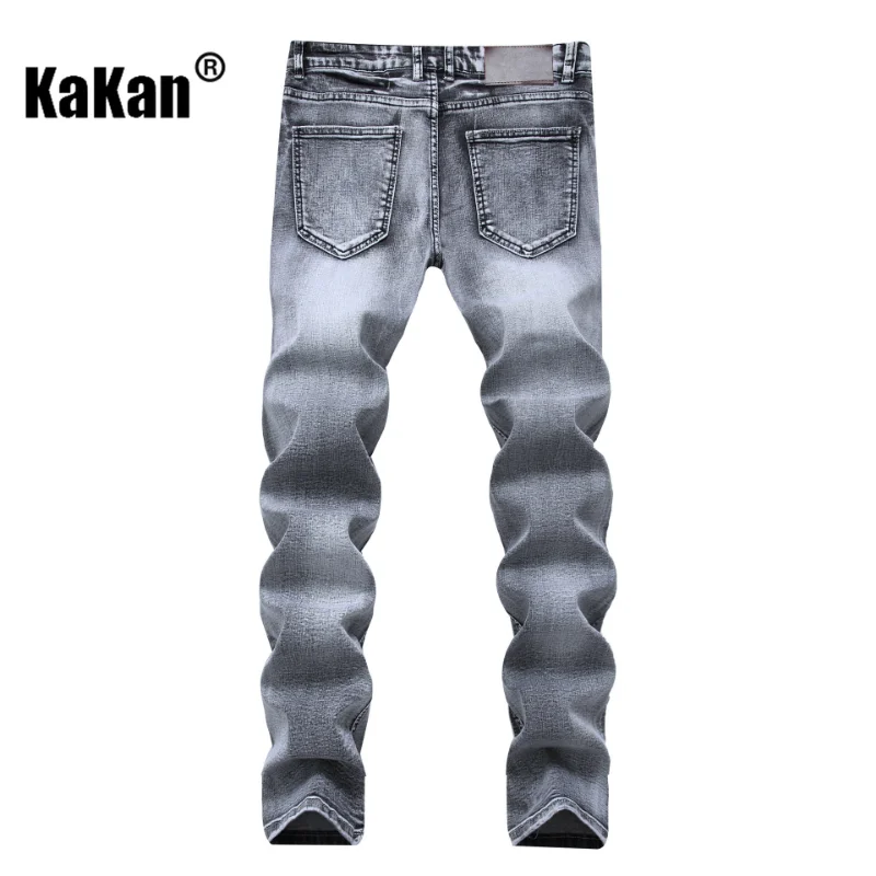 Kakan - European and American High Street Light Grey Stretch Jeans, Popular Spring New Straight Long Jeans K010-6150