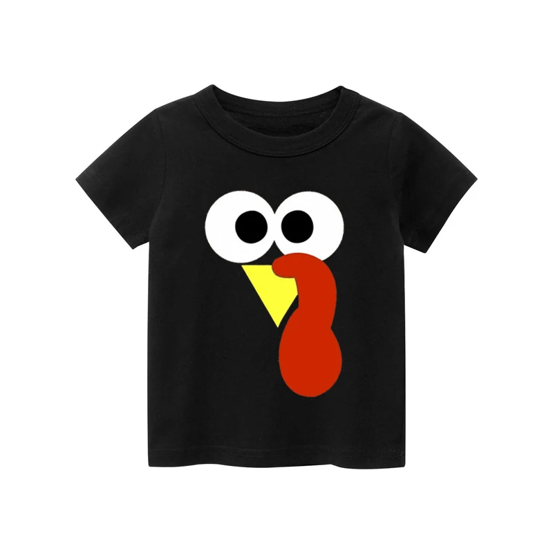 Turkey Face Boy or Girl Infant T-shirts Thanksgiving Baby Shirt Turkey Day Boys Clothes Fashion Cotton Tops Thanksgiving Day