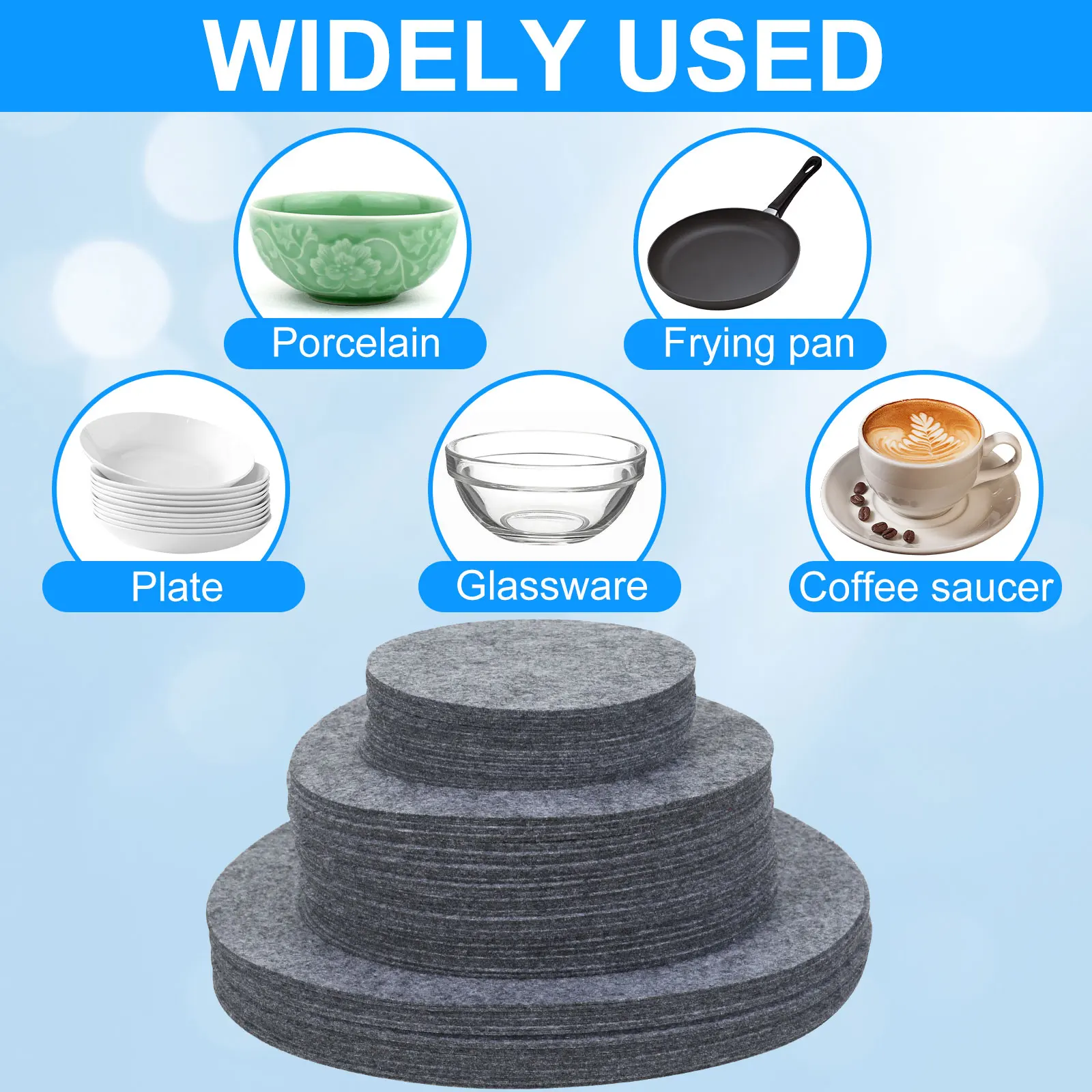 96 Felt Plate Dividers Plate Storage Set 3 Sizes Round Pan Separators Protectors Dish Protectors Pads Soft Plate Separators Pads