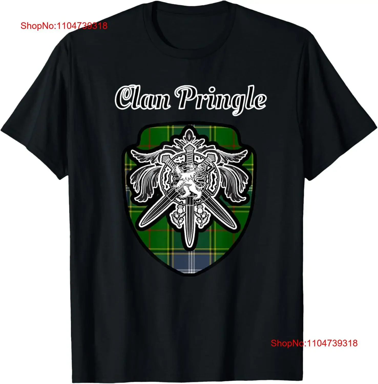 Pringle Clan escocés tartán León espada nombre escudo camiseta vintage lavado suave transpirable ligeramente moda