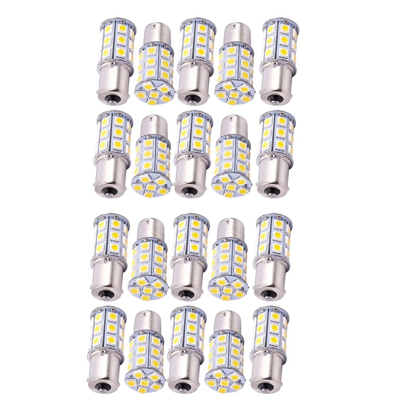 20 X Warm White 27 SMD LED 1156 1141 1003 RV Camper Trailer Interior Light Bulbs