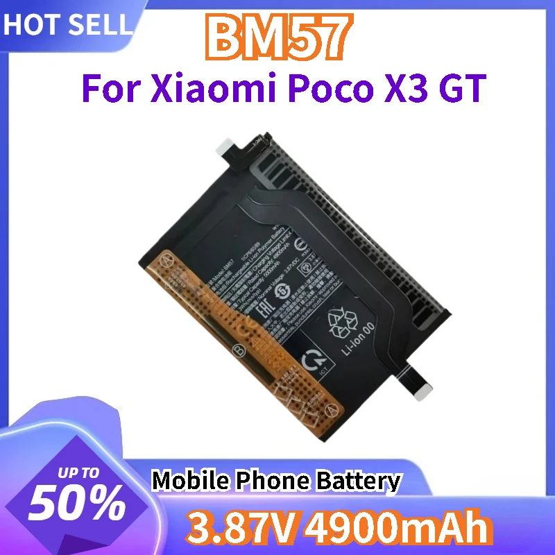 

BM57 3.87V 4900mAh Mobile Phone Battery For Xiaomi Poco X3 GT Fast Shipping
