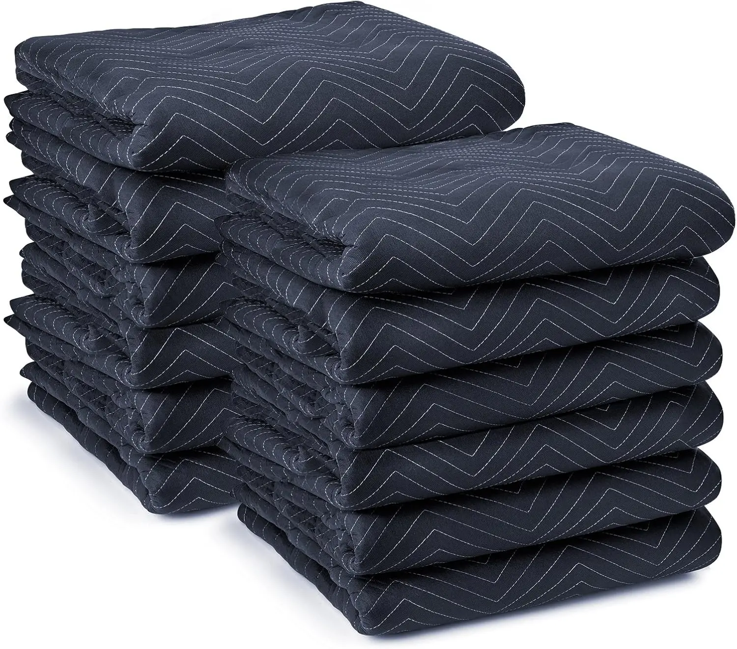 

12 Moving & Packing Blankets - Pro Economy - 80" x 72" (35 lb/dz weight) - Quilted Shipping Furniture Pads Navy Blue and Black