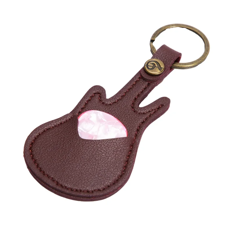 PU Leather Key Chain Guitar Picks Holder Keychain Plectrums Bag Case Guitar Strap Guitar Neck Guitar Parts Music Supplies